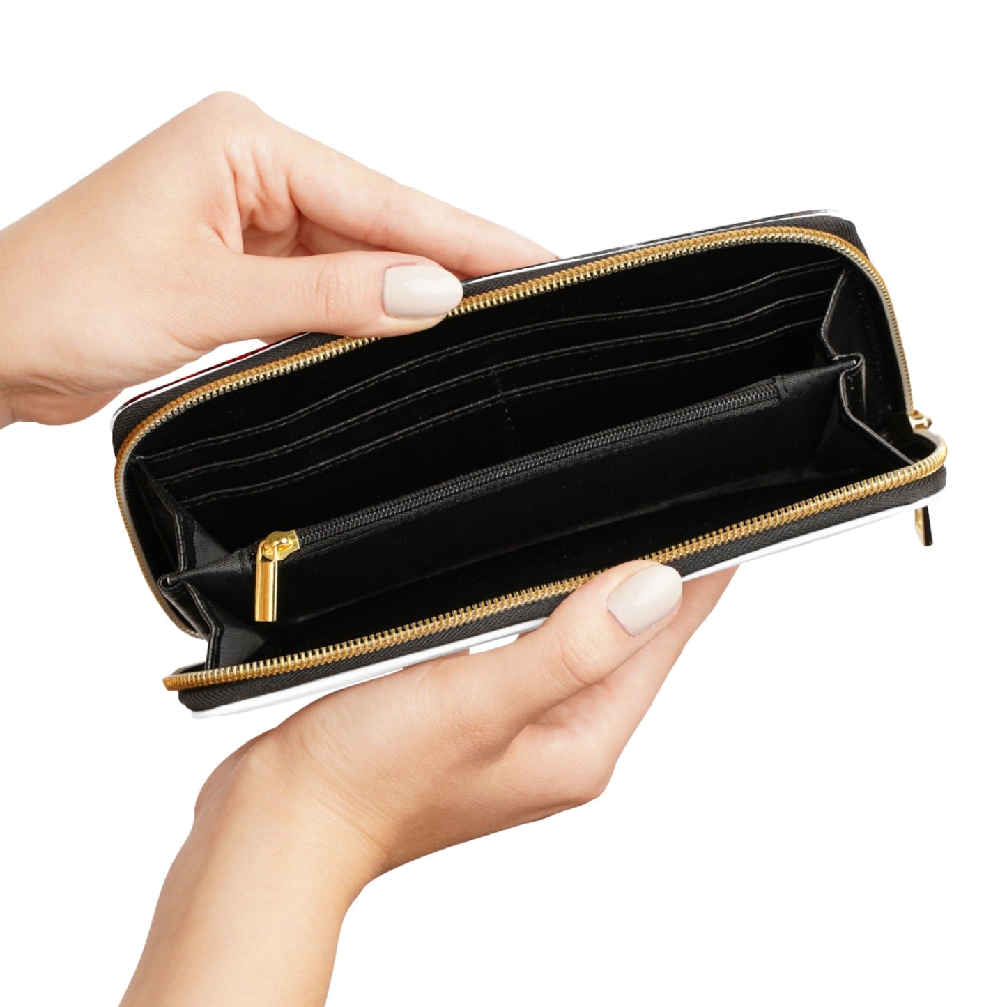 Decorative Black Red White Abstract Seamless Pattern Womens Zipper Wallet Clutch Purse