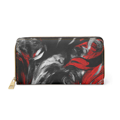 Decorative Black Red White Abstract Seamless Pattern Womens Zipper Wallet Clutch Purse