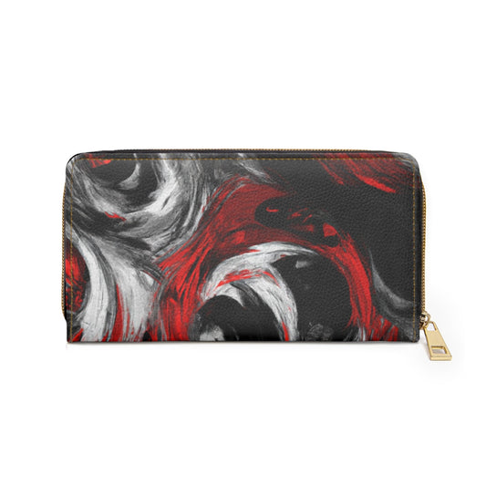 Decorative Black Red White Abstract Seamless Pattern Womens Zipper Wallet Clutch Purse