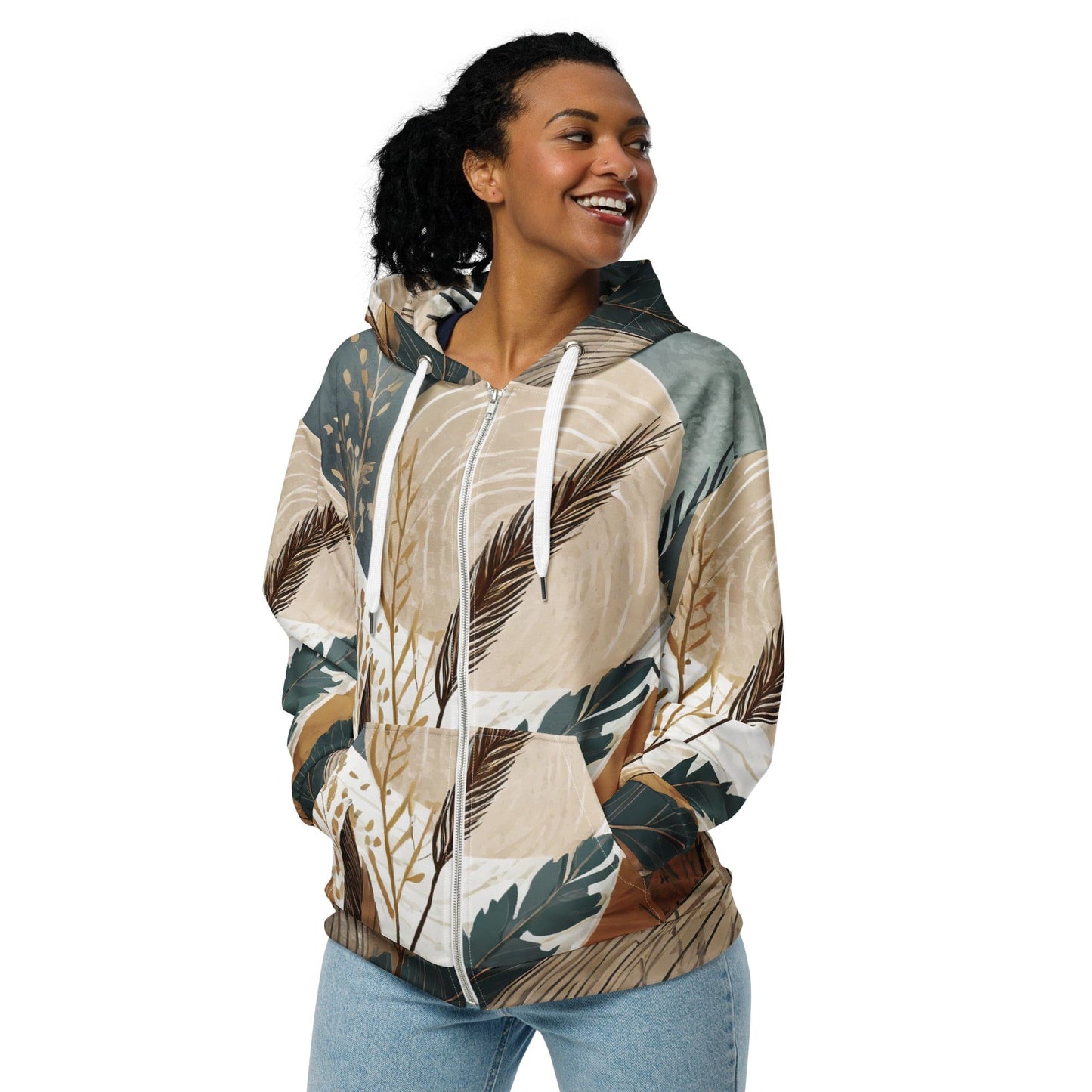 Zip Hoodie Boho Style Print