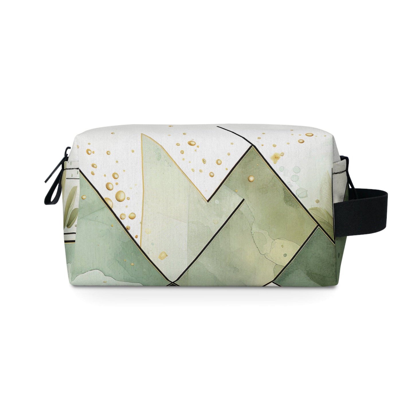 Travel Accessories Pouch Bag - Olive Green Mint Leaf Geometric Print