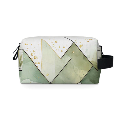 Travel Accessories Pouch Bag - Olive Green Mint Leaf Geometric Print