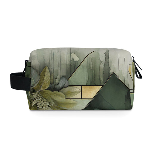 Travel Accessories Pouch Bag - Olive Green Mint Leaf Geometric Print