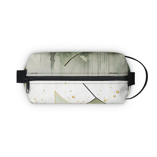 Travel Accessories Pouch Bag - Olive Green Mint Leaf Geometric Print