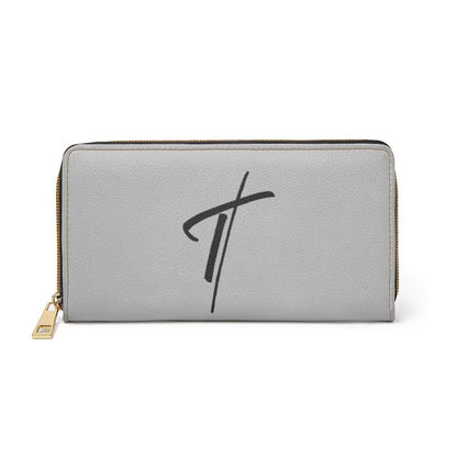 Womens Wallet - Zip Purse - Grey and Black Cross