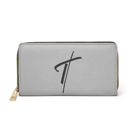 Womens Wallet - Zip Purse - Grey and Black Cross
