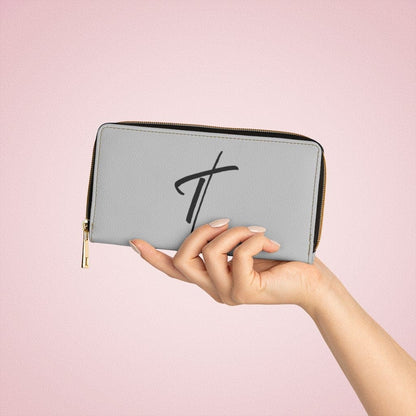 Womens Wallet - Zip Purse - Grey and Black Cross